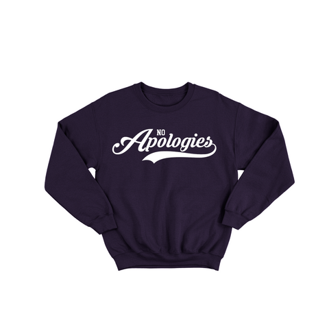 NO APOLOGIES SCRIPT CREW NECK NAVY BLUE